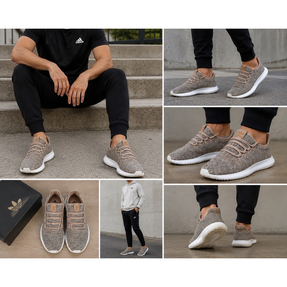 Adidas Tubular Shadow Tan Black Knit Mens Sneakers CG4515 Size 9